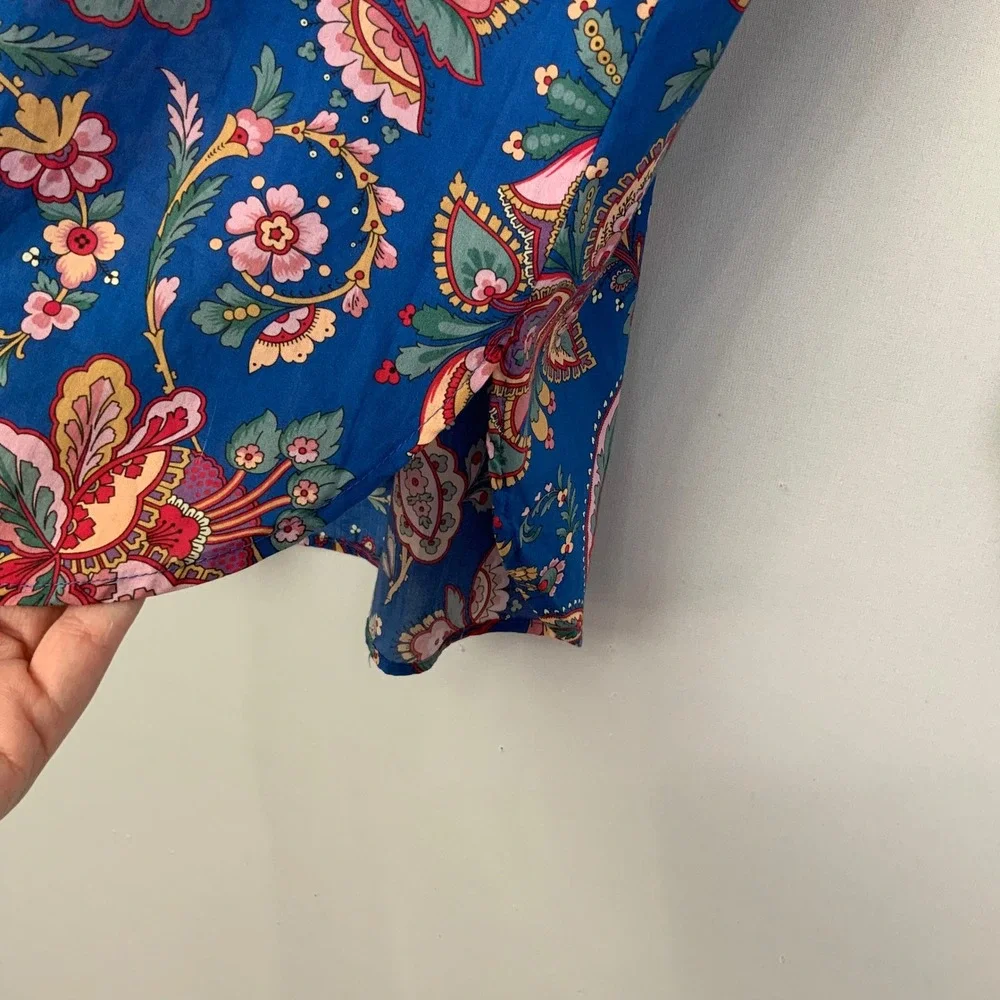 NWT J. Crew Liberty London Flora Belle Paisley Ruffle Pintuck Popover Blouse 00